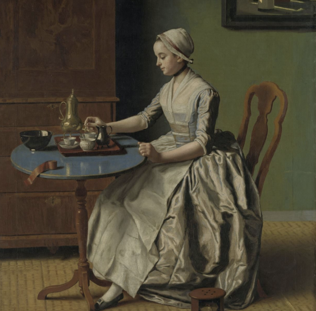 Liotard: Jean-Étienne Liotard, A Dutch Girl at Breakfast, 1756, Rijksmuseum, Amsterdam, Netherlands.
